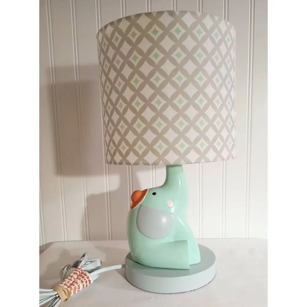 Lambs and Ivy elephant, nursery, child's room, lamp and shade